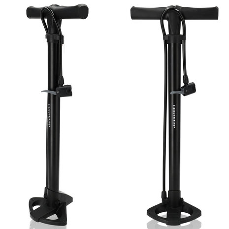 Discountershop Bicycle Floor Pump without Pressure Gauge - Suitable for All Valves - Double Pump Head - Ideal for Road Bike, Ball & Airbed - 12 Bar - Black Discountershop Bicycle Floor Pump without Pressure Gauge - Suitable for All Valves - Double Pump Head - Ideal for Road Bike, Ball & Airbed - 12 Bar - Black