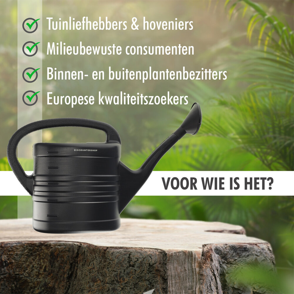 Merkloos Gieter met sproeikop zwart 10 liter - Planten bewatering - Tuinartikelen/tuinieren - Moestuin/zwarte tuin/kruidentuin verzorging