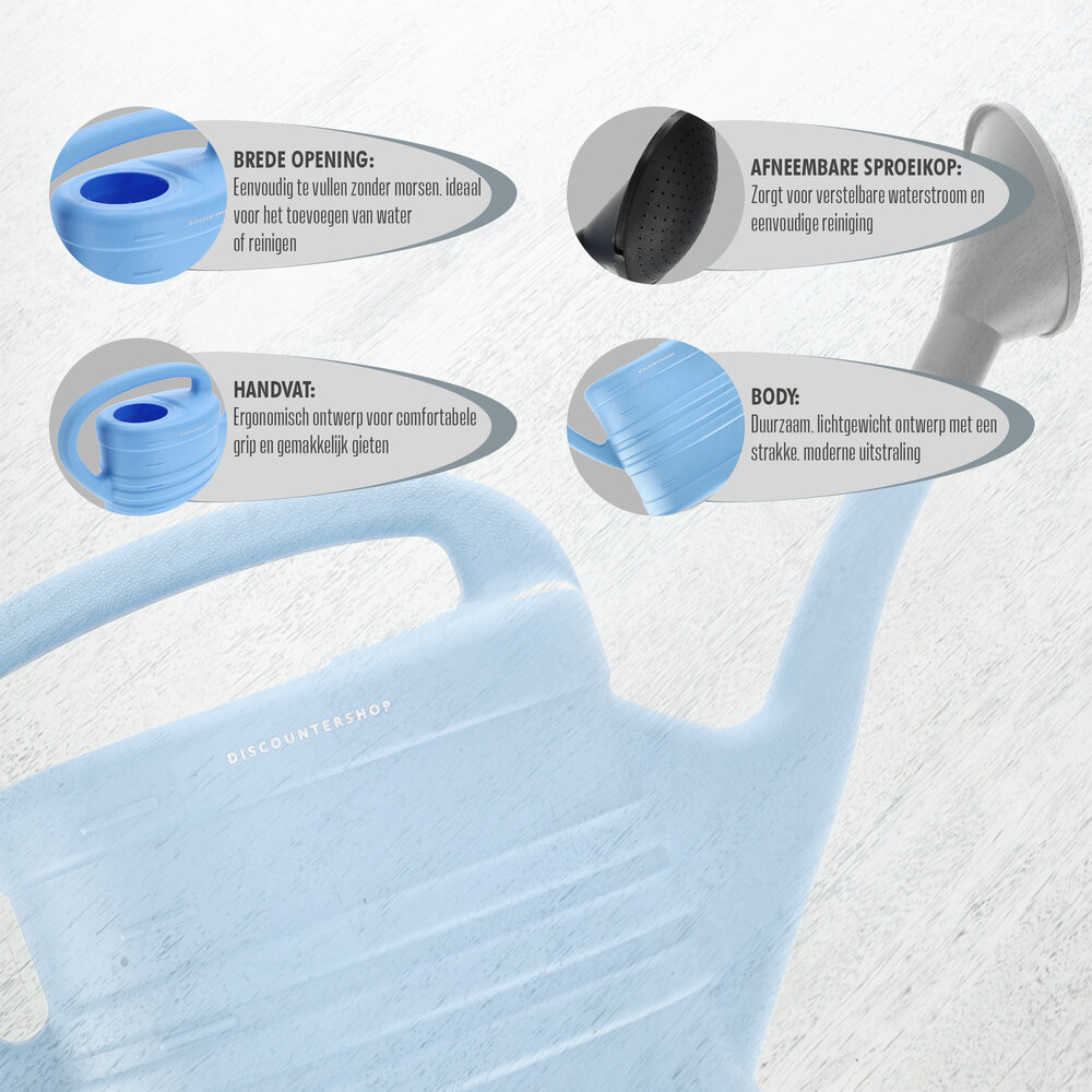 Merkloos 2x pieces of watering can blue plastic 10 liters with spray head / spray head - garden plant watering can Merkloos 2x pieces of watering can blue plastic 10 liters with spray head / spray head - garden plant watering can