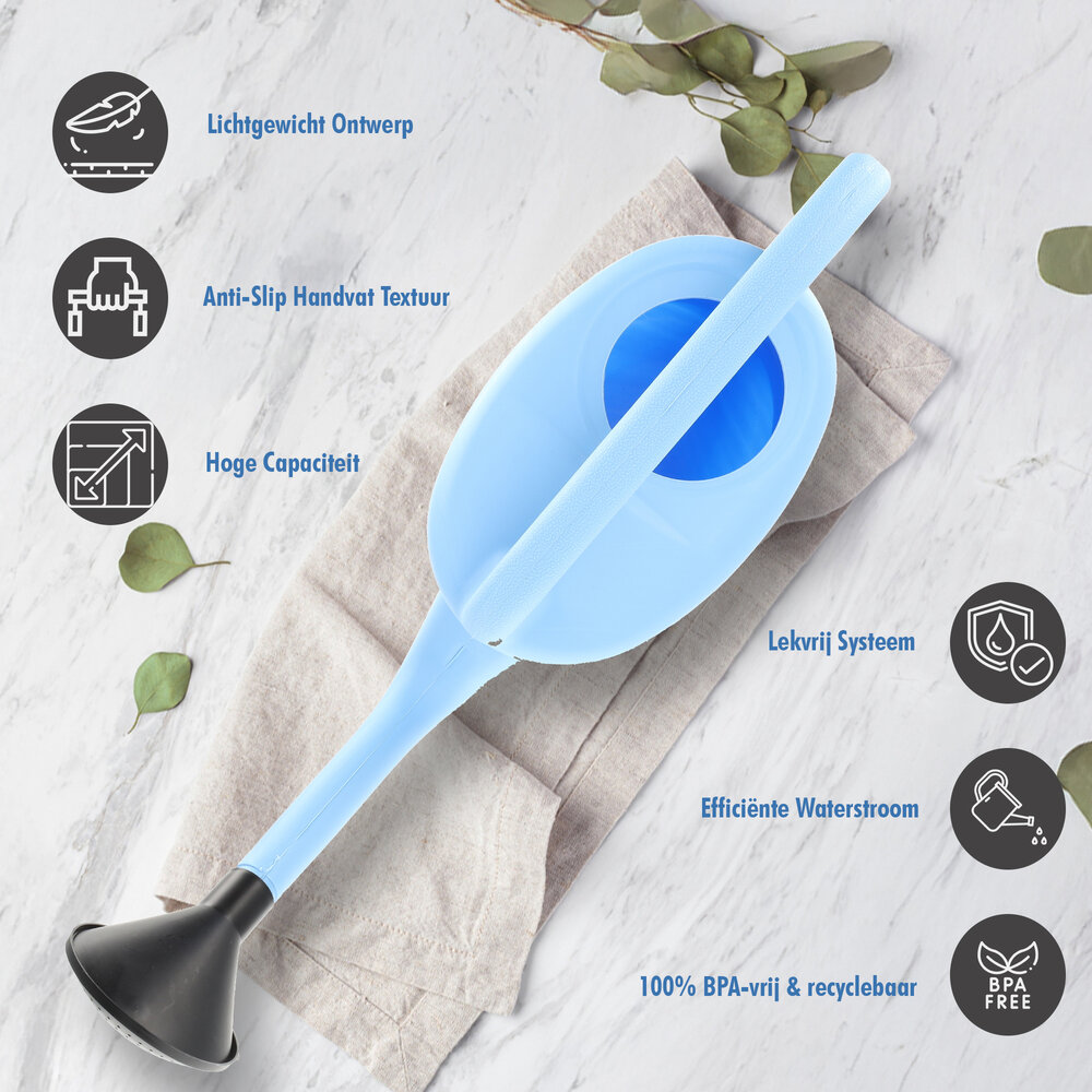 Merkloos 2x pieces of watering can blue plastic 10 liters with spray head / spray head - garden plant watering can Merkloos 2x pieces of watering can blue plastic 10 liters with spray head / spray head - garden plant watering can