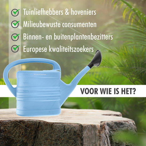 Merkloos  Gieter met Broeskop/Sproeikop - 2x Stuks Blauw Kunststof 10 liter - Tuinplanten Gieter