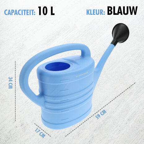 Merkloos 10L Watering Can with Sprinkler Head - Blue Plastic Garden Watering Can for Indoor & Outdoor Plant Watering