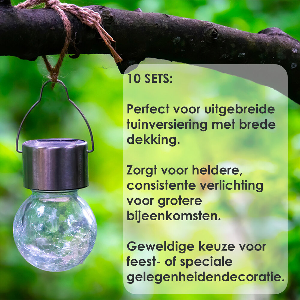 Discountershop Solar Lamp Set for Solar Garden Lighting - 10 Solar lamps - Ni-MH 1.2V - Outdoor Lighting - Stainless Steel & Crystal Glass Discountershop Solar Lamp Set for Solar Garden Lighting - 10 Solar lamps - Ni-MH 1.2V - Outdoor Lighting - Stainless Steel & Crystal Glass