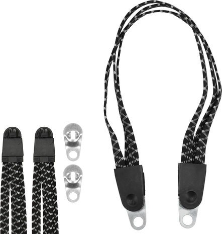 Discountershop Luggage Tie Spin Tie Bicycle - Black Luggage Straps with Metal Hooks - Adjustable and Strong Bicycle Straps for Motorcycle, Bicycle & Scooter - 55cm x 3cm