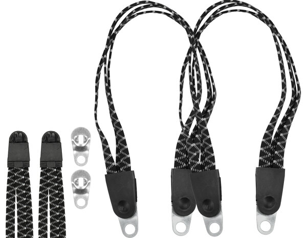 Discountershop 2x Bungee Cord for Bike – Adjustable Elastic with Metal Hooks – Black 55cm x 3cm – Strong Luggage Tie for Bicycle, Motorcycle & Scooter Discountershop 2x Bungee Cord for Bike – Adjustable Elastic with Metal Hooks – Black 55cm x 3cm – Strong Luggage Tie for Bicycle, Motorcycle & Scooter