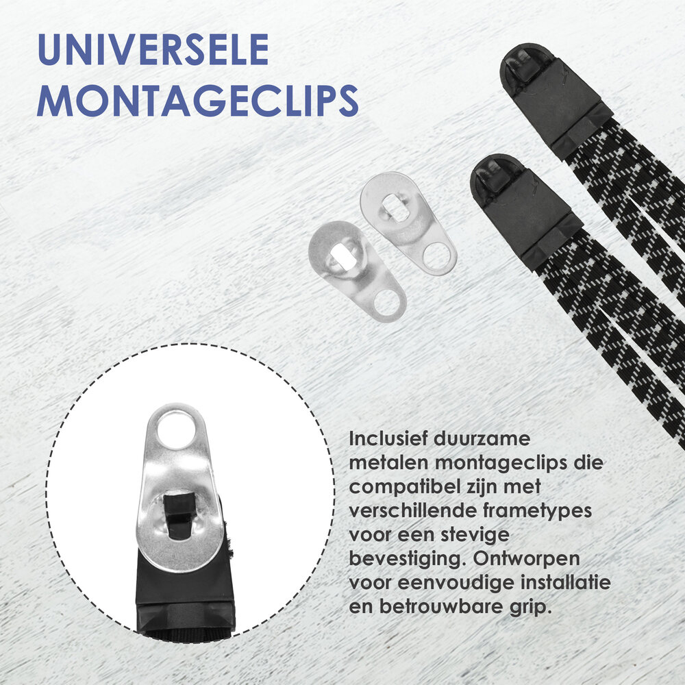 Discountershop 2x Snelbinder Spinbinder Fiets – Verstelbaar Elastiek met Metalen Haken – Zwart 55cm x 3cm – Sterke Bagagebinder voor Fiets, Motor & Scooter Discountershop 2x Snelbinder Spinbinder Fiets – Verstelbaar Elastiek met Metalen Haken – Zwart 55cm x 3cm – Sterke Bagagebinder voor Fiets, Motor & Scooter