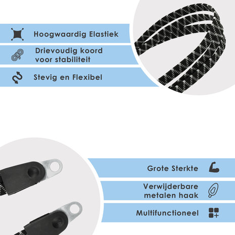 Discountershop 2x Snelbinder Spinbinder Fiets – Verstelbaar Elastiek met Metalen Haken – Zwart 55cm x 3cm – Sterke Bagagebinder voor Fiets, Motor & Scooter Discountershop 2x Snelbinder Spinbinder Fiets – Verstelbaar Elastiek met Metalen Haken – Zwart 55cm x 3cm – Sterke Bagagebinder voor Fiets, Motor & Scooter