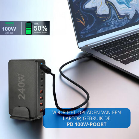 Discountershop Snellader 240W GaN III – 8-Poorts USB-C Oplaadstation | Fast Charger voor MacBook, iPhone 15, Samsung S24 | PD Charger | USB Hub met Voeding & Snelladen Discountershop Snellader 240W GaN III – 8-Poorts USB-C Oplaadstation | Fast Charger voor MacBook, iPhone 15, Samsung S24 | PD Charger | USB Hub met Voeding & Snelladen