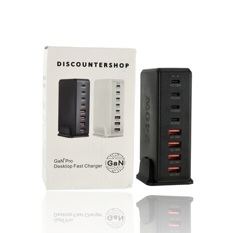 Discountershop Snellader 240W GaN III – 8-Poorts USB-C Oplaadstation | Fast Charger voor MacBook, iPhone 15, Samsung S24 | PD Charger | USB Hub met Voeding & Snelladen Discountershop Snellader 240W GaN III – 8-Poorts USB-C Oplaadstation | Fast Charger voor MacBook, iPhone 15, Samsung S24 | PD Charger | USB Hub met Voeding & Snelladen