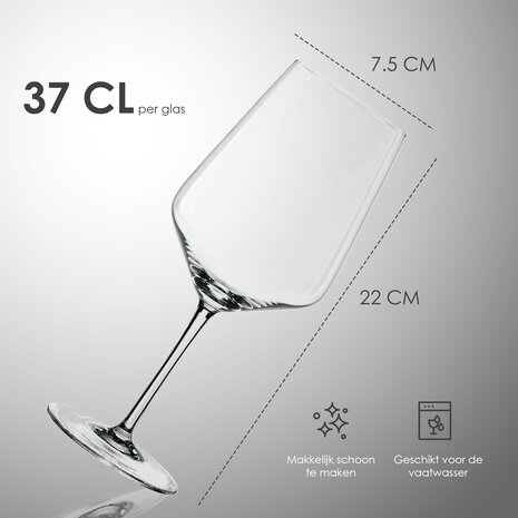 Discountershop Luxe Wittewijnglazen - 37cl Helder Glas - 370ml - Spiegelau Glazenset voor Diner & Dessertwijn