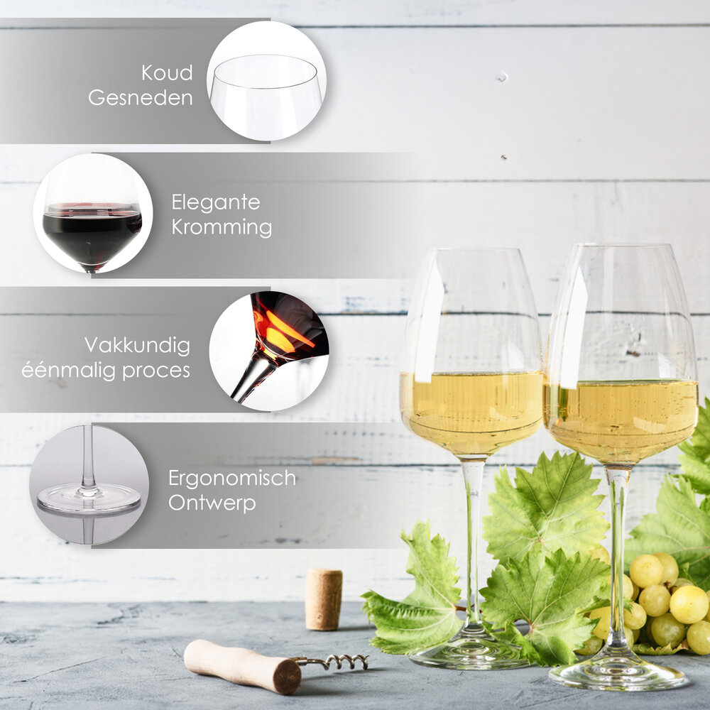 Discountershop Luxe Wittewijnglazen - 37cl Helder Glas - 370ml - Spiegelau Glazenset voor Diner & Dessertwijn