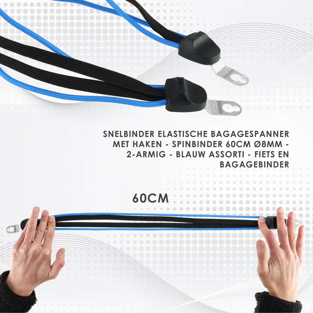 Discountershop Elastic Stretchable Bungee Cords 60cm Ø8mm with Hooks - 2-Arm Luggage Strap | Best Quick Release Straps for Luggage Carrier, Electric Bike & City Bike Discountershop Elastic Stretchable Bungee Cords 60cm Ø8mm with Hooks - 2-Arm Luggage Strap | Best Quick Release Straps for Luggage Carrier, Electric Bike & City Bike