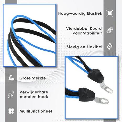Discountershop Elastic Stretchable Bungee Cords 60cm Ø8mm with Hooks - 2-Arm Luggage Strap | Best Quick Release Straps for Luggage Carrier, Electric Bike & City Bike Discountershop Elastic Stretchable Bungee Cords 60cm Ø8mm with Hooks - 2-Arm Luggage Strap | Best Quick Release Straps for Luggage Carrier, Electric Bike & City Bike