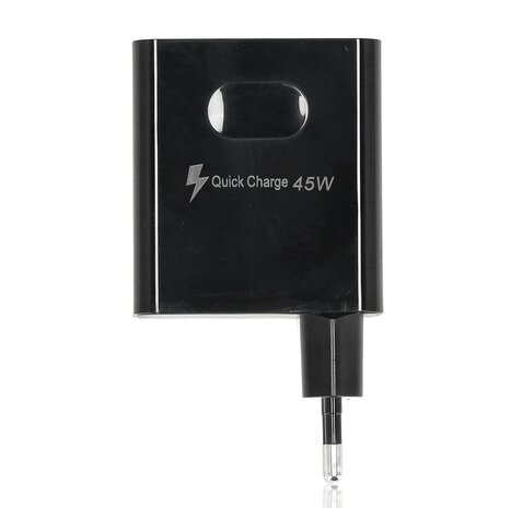 Discountershop Samsung & iPhone Snellader 45W - 2x USB-C & 2x USB-A | Universele Snelle Oplader voor Smartphones, Tablets, iPads, Android & Laptops - Zwart Discountershop Samsung & iPhone Snellader 45W - 2x USB-C & 2x USB-A | Universele Snelle Oplader voor Smartphones, Tablets, iPads, Android & Laptops - Zwart