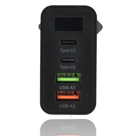 Discountershop Samsung & iPhone Snellader 45W - 2x USB-C & 2x USB-A | Universele Snelle Oplader voor Smartphones, Tablets, iPads, Android & Laptops - Zwart Discountershop Samsung & iPhone Snellader 45W - 2x USB-C & 2x USB-A | Universele Snelle Oplader voor Smartphones, Tablets, iPads, Android & Laptops - Zwart