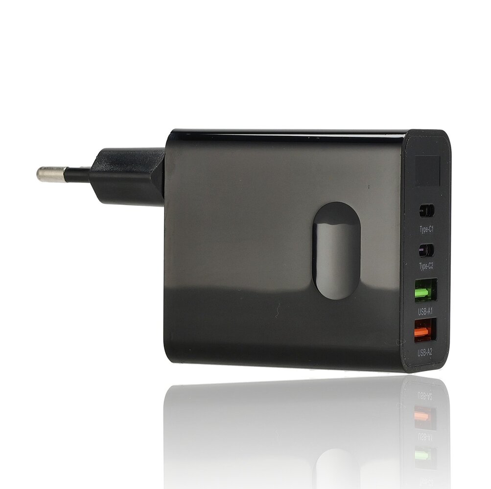 Discountershop Samsung & iPhone Fast Charger 45W - 2x USB-C & 2x USB-A | Universal Fast Charger for Smartphones, Tablets, iPads, Android & Laptops - Black Discountershop Samsung & iPhone Fast Charger 45W - 2x USB-C & 2x USB-A | Universal Fast Charger for Smartphones, Tablets, iPads, Android & Laptops - Black