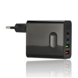 Discountershop Samsung & iPhone Snellader 45W - 2x USB-C & 2x USB-A | Universele Snelle Oplader voor Smartphones, Tablets, iPads, Android & Laptops - Zwart