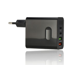 Discountershop Samsung & iPhone Snellader 45W - 2x USB-C & 2x USB-A | Universele Snelle Oplader voor Smartphones, Tablets, iPads, Android & Laptops - Zwart Discountershop Samsung & iPhone Snellader 45W - 2x USB-C & 2x USB-A | Universele Snelle Oplader voor Smartphones, Tablets, iPads, Android & Laptops - Zwart