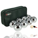 Discountershop Jeu de Boules Set - 8 Stainless Steel Balls + Jack + Measuring Pin - Including Bag - Ideal for Groups, Recreational Players & Beginners