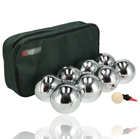 Discountershop Jeu de Boules Set - 8 Stainless Steel Balls + Jack + Measuring Pin - Including Bag - Ideal for Groups, Recreational Players & Beginners