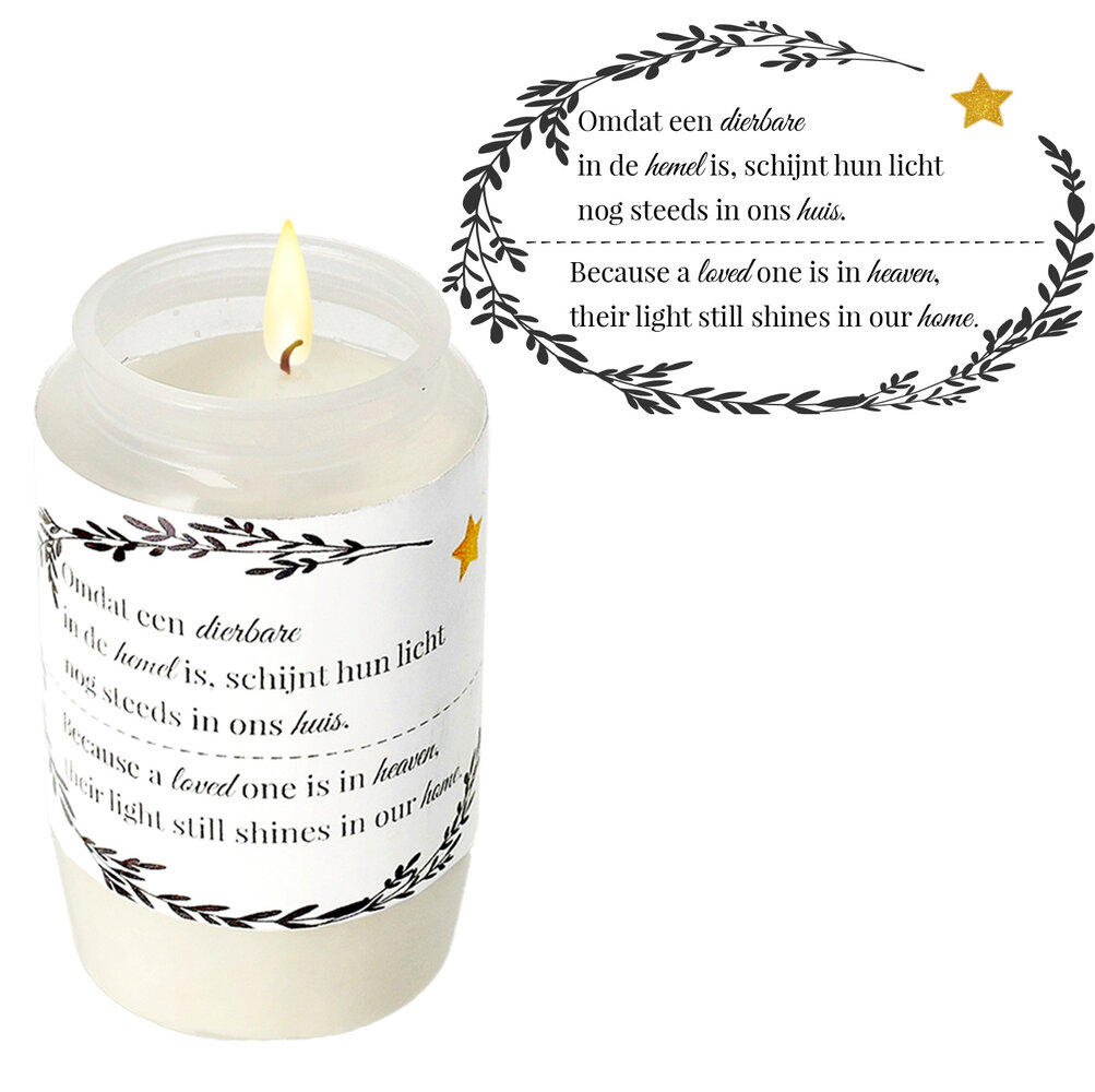 Discountershop Memorial Candles - White Grave Candles with Plastic Cover - Windproof Memorial Candle - 50 Hour Burning Time - Weatherproof Outdoor Candle for Remembrance
