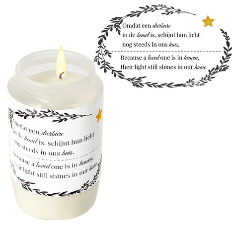 Discountershop Memorial Candles - White Grave Candles with Plastic Cover - Windproof Memorial Candle - 50 Hour Burning Time - Weatherproof Outdoor Candle for Remembrance