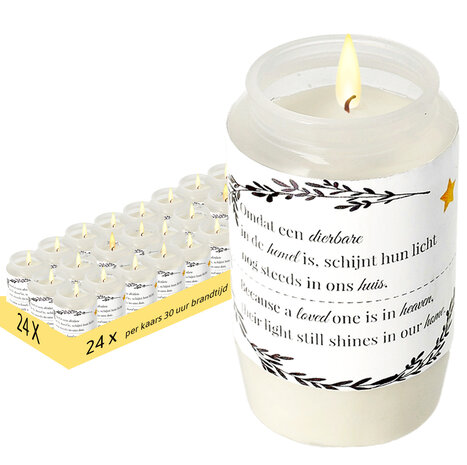 Discountershop Memorial Candles - White Grave Candles with Plastic Cover - Windproof Memorial Candle - 50 Hour Burning Time - Weatherproof Outdoor Candle for Remembrance