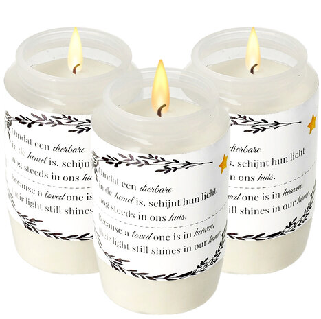 Discountershop Memorial Candles - White Grave Candles with Plastic Cover - Windproof Memorial Candle - 50 Hour Burning Time - Weatherproof Outdoor Candle for Remembrance