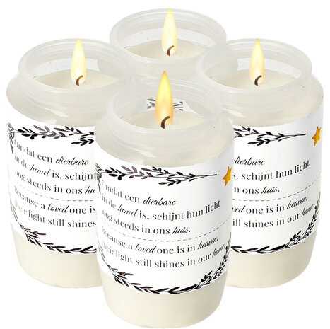 Discountershop Memorial Candles - White Grave Candles with Plastic Cover - Windproof Memorial Candle - 50 Hour Burning Time - Weatherproof Outdoor Candle for Remembrance