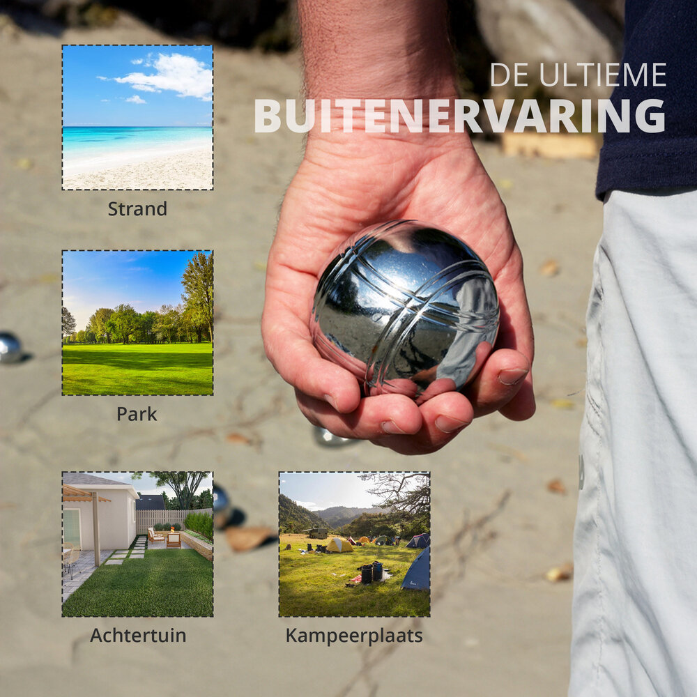 Discountershop Jeu de boules set - 8 RVS Ballen + Jack + Meetpin - Inclusief Draagtas - Ideal voor Groepen, Recreanten & Beginners Discountershop Jeu de boules set - 8 RVS Ballen + Jack + Meetpin - Inclusief Draagtas - Ideal voor Groepen, Recreanten & Beginners
