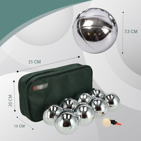 Discountershop Jeu de boules set - 8 RVS Ballen + Jack + Meetpin - Inclusief Draagtas - Ideal voor Groepen, Recreanten & Beginners Discountershop Jeu de boules set - 8 RVS Ballen + Jack + Meetpin - Inclusief Draagtas - Ideal voor Groepen, Recreanten & Beginners