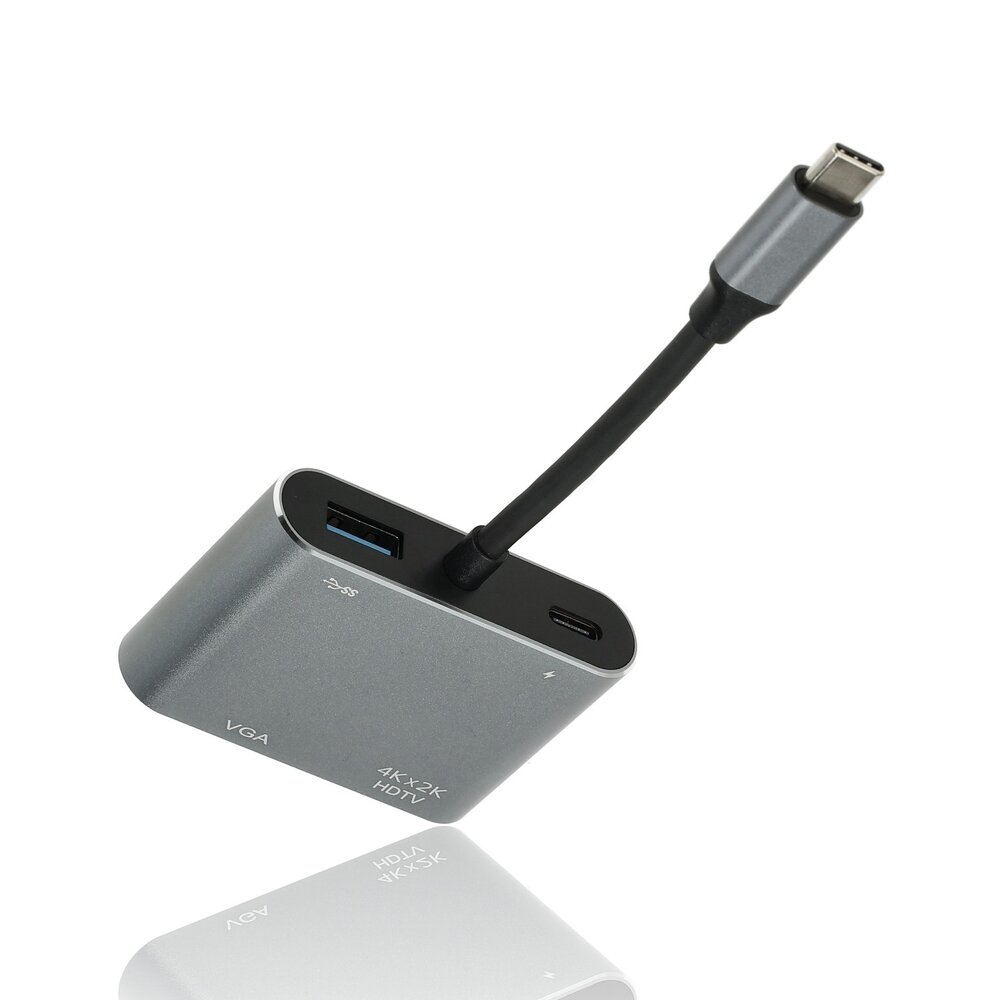 Discountershop USB-C naar HDMI & VGA Adapter 4-in-1 – Verloopstuk met 4K HDMI, USB 3.0, USB-C Opladen – Geschikt voor MacBook, Laptop, iPad, Chromebook, Samsung & Meer Discountershop USB-C naar HDMI & VGA Adapter 4-in-1 – Verloopstuk met 4K HDMI, USB 3.0, USB-C Opladen – Geschikt voor MacBook, Laptop, iPad, Chromebook, Samsung & Meer