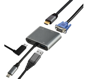Discountershop USB-C naar HDMI & VGA Adapter 4-in-1 – Verloopstuk met 4K HDMI, USB 3.0, USB-C Opladen – Geschikt voor MacBook, Laptop, iPad, Chromebook, Samsung & Meer Discountershop USB-C naar HDMI & VGA Adapter 4-in-1 – Verloopstuk met 4K HDMI, USB 3.0, USB-C Opladen – Geschikt voor MacBook, Laptop, iPad, Chromebook, Samsung & Meer