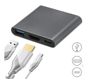 Discountershop USB-C to HDMI Adapter 4K – Type-C Multiport AV Converter with USB 3.0 – Compatible with MacBook, Laptop, Android & Tablet Discountershop USB-C to HDMI Adapter 4K – Type-C Multiport AV Converter with USB 3.0 – Compatible with MacBook, Laptop, Android & Tablet