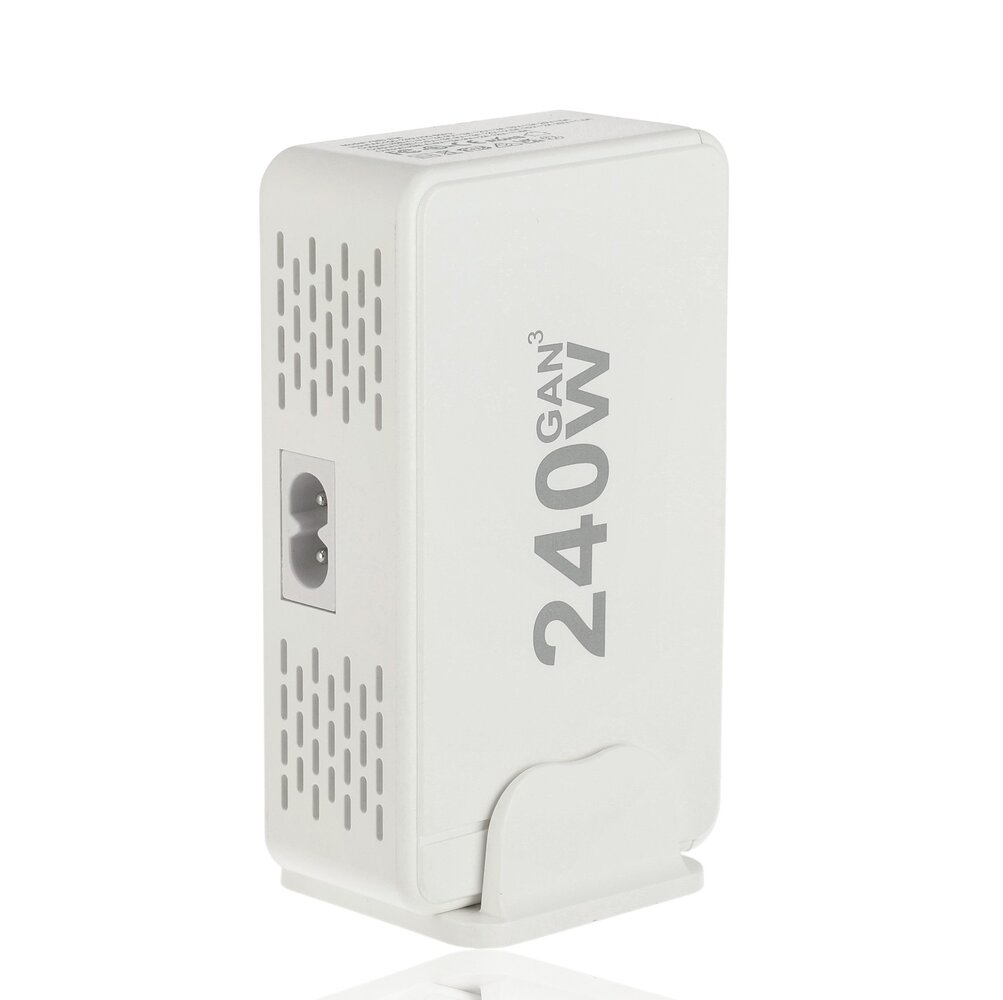 Discountershop USB-C Snellader 240W – 8-Poorts GaN III Oplader met PD100W, PD30W & QC18W – Snelle USB-C Lader voor Laptop, Smartphone & Tablet