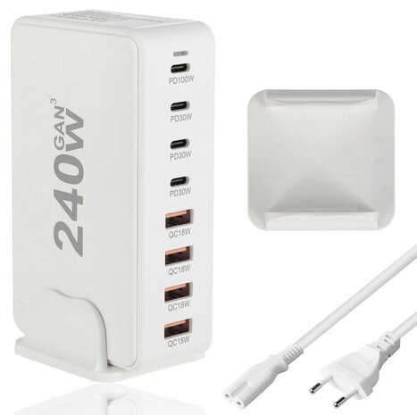 Discountershop USB-C Fast Charger 240W – 8-Port GaN III Charger with PD100W, PD30W & QC18W – High-Speed USB-C Charger for Laptop, Phone & Tablet Discountershop USB-C Fast Charger 240W – 8-Port GaN III Charger with PD100W, PD30W & QC18W – High-Speed USB-C Charger for Laptop, Phone & Tablet
