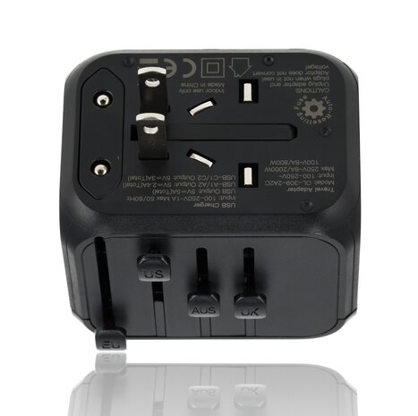 Discountershop Wereldstekker met USB – Internationale Reisadapter 150+ Landen – 2x USB-C & 2x USB-A – Automatische Zekering – Universele Reislader Zwart Discountershop Wereldstekker met USB – Internationale Reisadapter 150+ Landen – 2x USB-C & 2x USB-A – Automatische Zekering – Universele Reislader Zwart