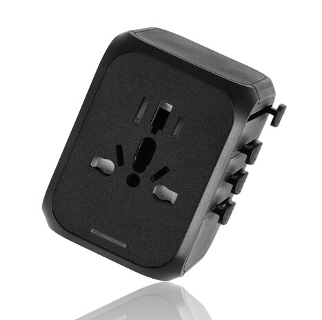 Discountershop Wereldstekker met USB – Internationale Reisadapter 150+ Landen – 2x USB-C & 2x USB-A – Automatische Zekering – Universele Reislader Zwart Discountershop Wereldstekker met USB – Internationale Reisadapter 150+ Landen – 2x USB-C & 2x USB-A – Automatische Zekering – Universele Reislader Zwart