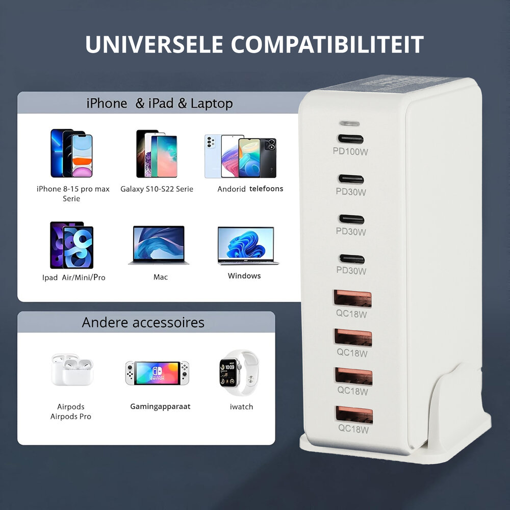Discountershop USB-C Fast Charger 240W – 8-Port GaN III Charger with PD100W, PD30W & QC18W – High-Speed USB-C Charger for Laptop, Phone & Tablet Discountershop USB-C Fast Charger 240W – 8-Port GaN III Charger with PD100W, PD30W & QC18W – High-Speed USB-C Charger for Laptop, Phone & Tablet