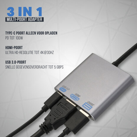 Discountershop USB-C to HDMI Adapter 4K – Type-C Multiport AV Converter with USB 3.0 – Compatible with MacBook, Laptop, Android & Tablet Discountershop USB-C to HDMI Adapter 4K – Type-C Multiport AV Converter with USB 3.0 – Compatible with MacBook, Laptop, Android & Tablet