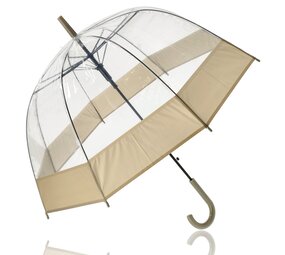 Discountershop Dome Umbrella Transparent with J Handle - Lightweight Umbrella Cheap - Snowproof & Windproof