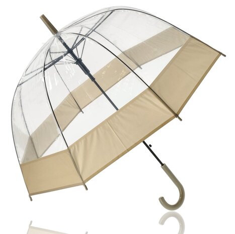 Discountershop Dome Umbrella Transparent with J Handle - Lightweight Umbrella Cheap - Snowproof & Windproof