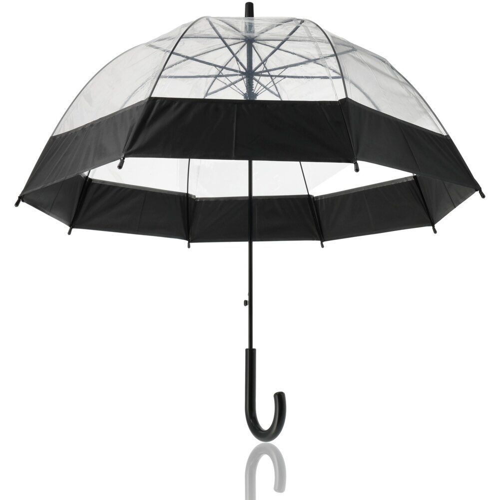 Discountershop Dome Umbrella Transparent with J Handle - Lightweight Umbrella Cheap - Snowproof & Windproof