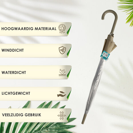 Discountershop Koepelparaplu Transparant met Haak - Lichtgewicht Paraplu Goedkoop - Sneeuwbestendig & Winddicht Discountershop Koepelparaplu Transparant met Haak - Lichtgewicht Paraplu Goedkoop - Sneeuwbestendig & Winddicht