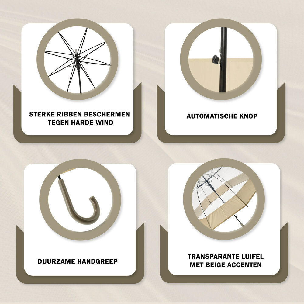 Discountershop Koepelparaplu Transparant met Haak - Lichtgewicht Paraplu Goedkoop - Sneeuwbestendig & Winddicht Discountershop Koepelparaplu Transparant met Haak - Lichtgewicht Paraplu Goedkoop - Sneeuwbestendig & Winddicht