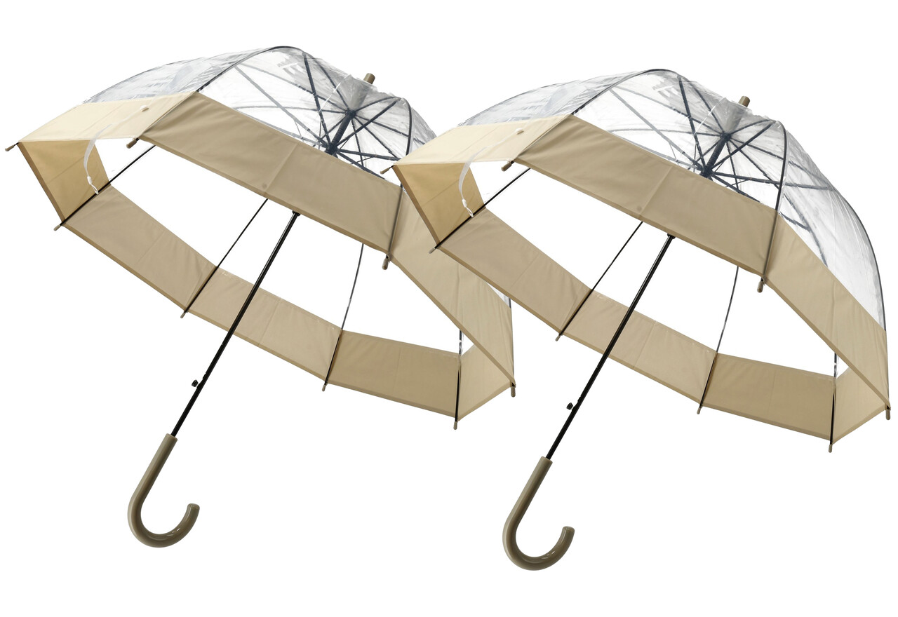 Discountershop Dome Umbrella Transparent - Bubble Umbrella Clear - 90cm Diameter - Umbrella Women & Men Set of 2 - Windproof & Snowproof