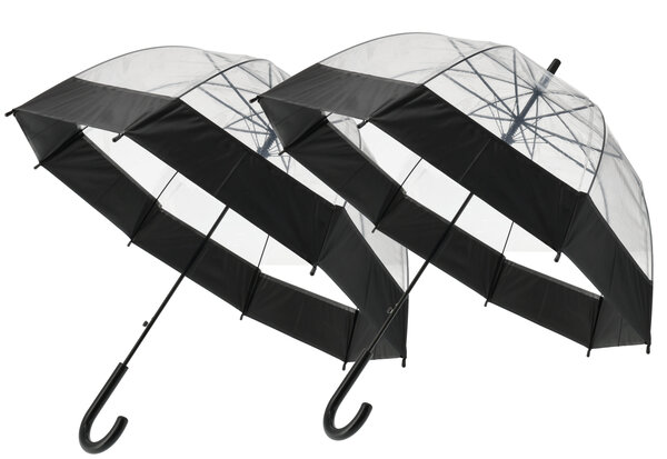 Discountershop Dome Umbrella Transparent - Bubble Umbrella Clear - 90cm Diameter - Umbrella Women & Men Set of 2 - Windproof & Snowproof