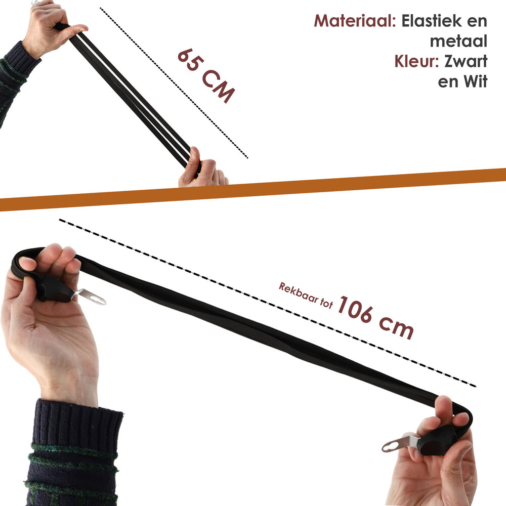 Discountershop Snelbinders met Universele RVS Beugel Haak - Bagagespin voor 26 en 28 inch Wielen met 3 Elastieken Armen