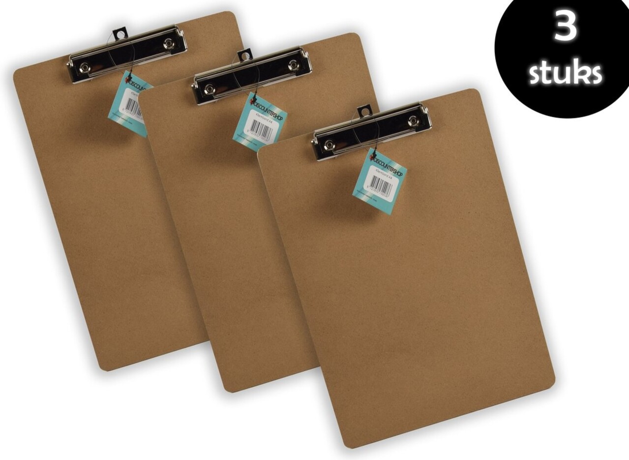 Discountershop 3x Klemborden - Klemborden A4 - Klemborden hout A4 31 x 22 x 1.5 cm Discountershop 3x Klemborden - Klemborden A4 - Klemborden hout A4 31 x 22 x 1.5 cm
