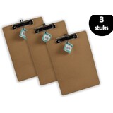Discountershop 3x Klemborden - Klemborden A4 - Klemborden hout A4 31 x 22 x 1.5 cm